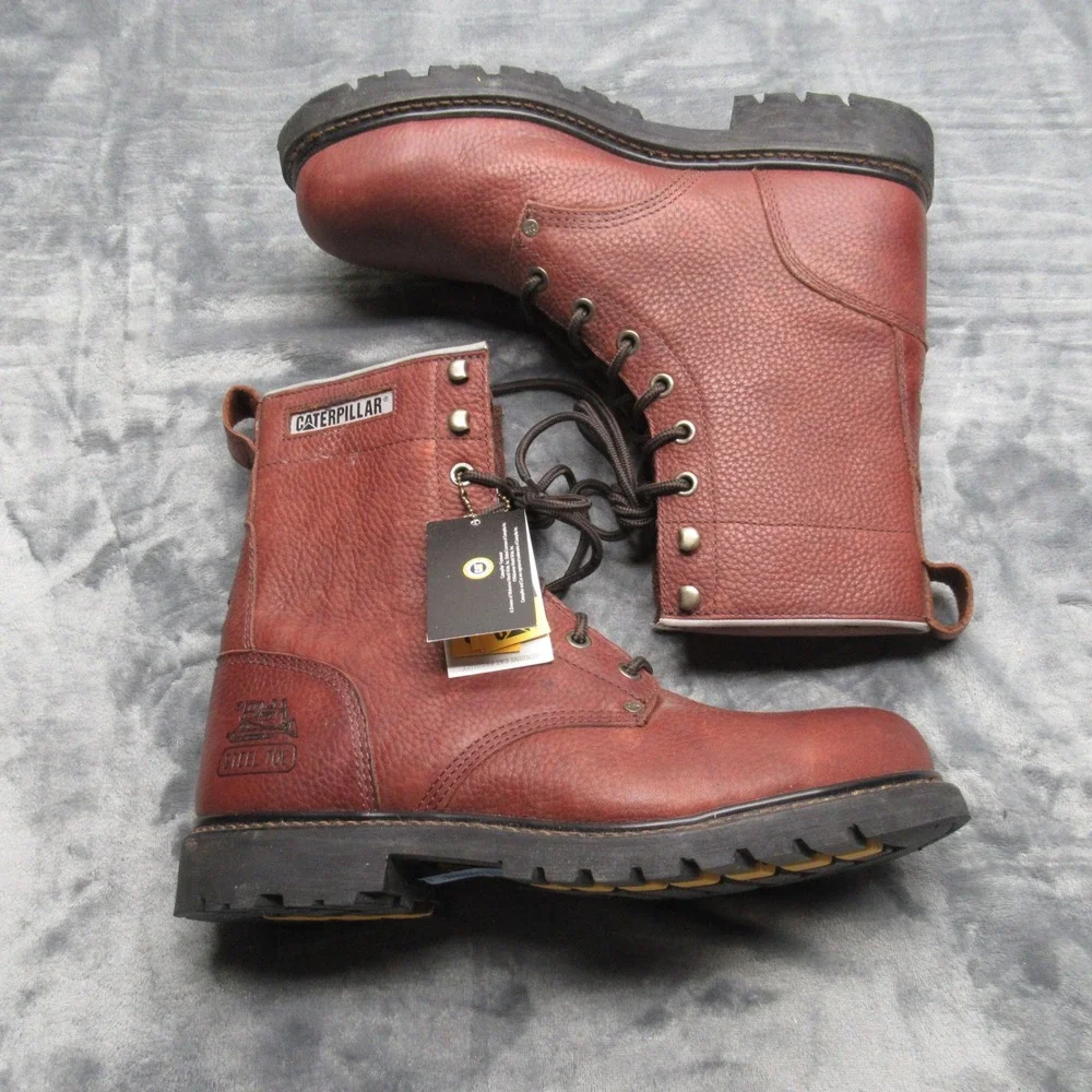 Caterpillar Work Boots Mens 13 Brown EH Remington Steel Toe Leather Safety‎ NEW